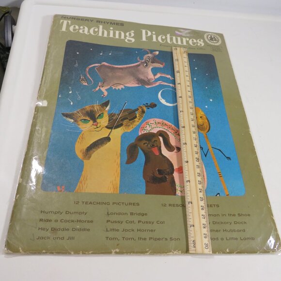 Vintage 1960s Mid Century Art Nursery Rhymes pictures (12) LAMINATED 14” tall - Picture 3 of 17